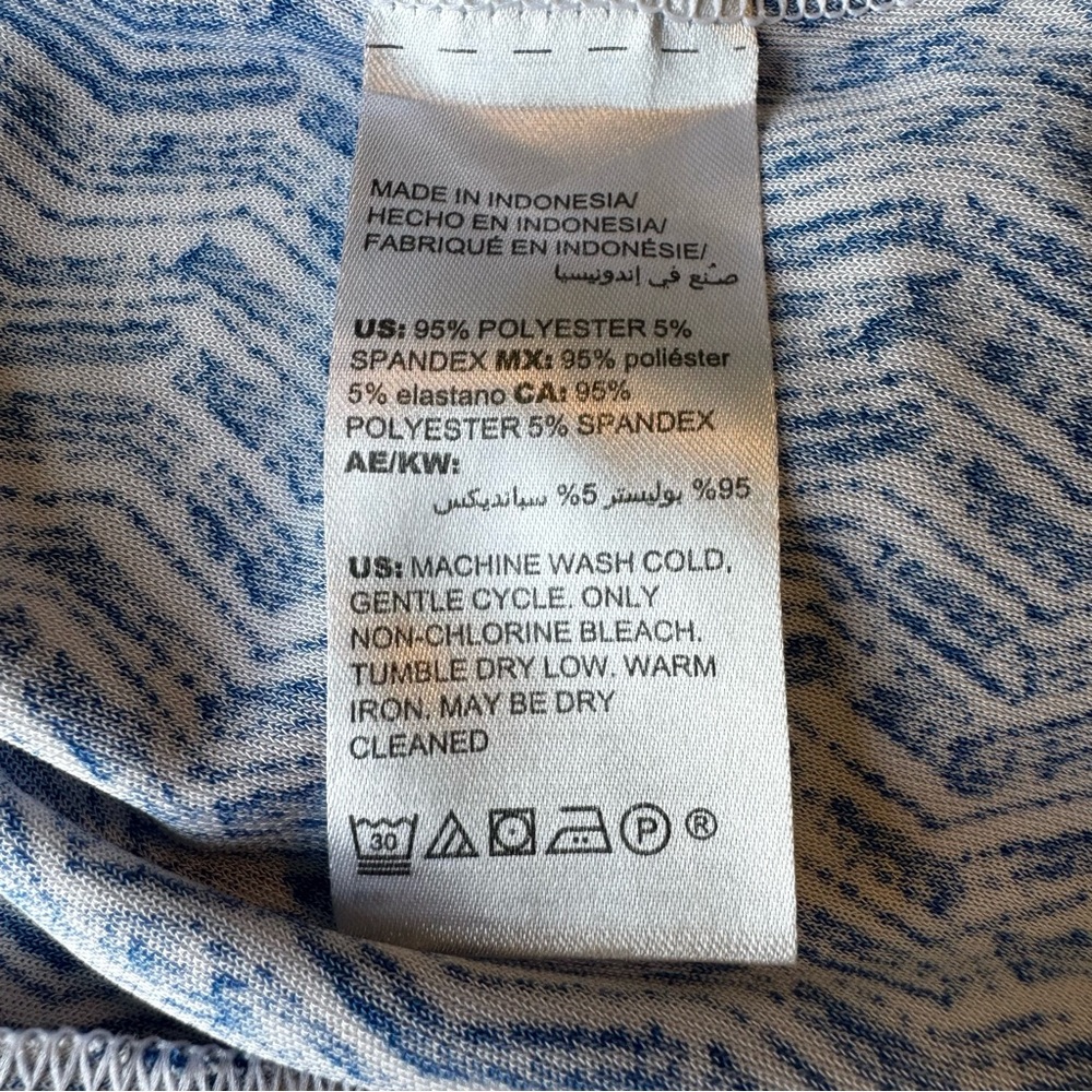 Chico's Dress Size 2/L/ 12 14 Blue White Maxi Chevron Print Tiered Stretchy - Picture 9 of 13